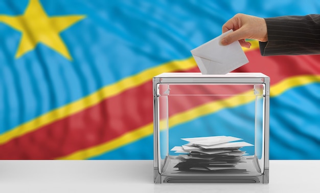 Voter on a Congo flag background 3d illustration