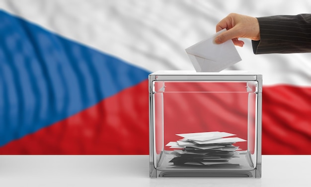 Voter on a Czech Republic flag background 3d illustration