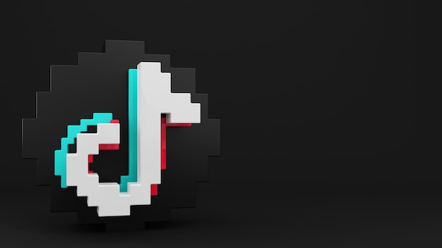 Voxel Art TikTok Logo 3D Illustration