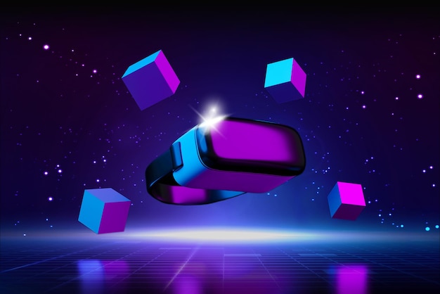 VR glasses headset Augmented reality AR Technology Metaverse world virtual reality technology concept Internet of things IoT Futuristic business finance blockchain 3d render illustration