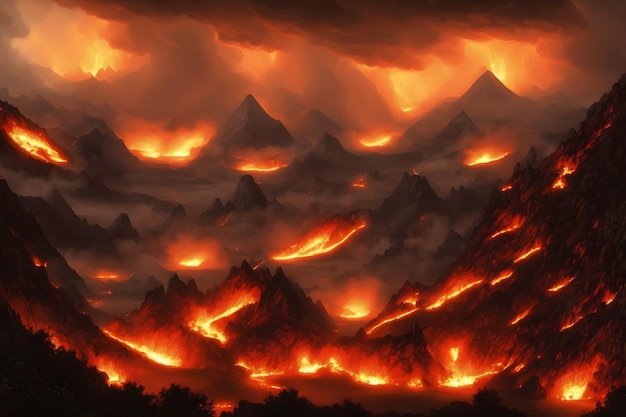 Vulcano scene fire smoke lighting