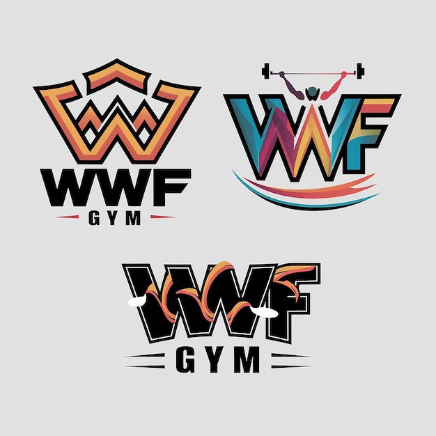 Photo w letter gym fitness logo design concept