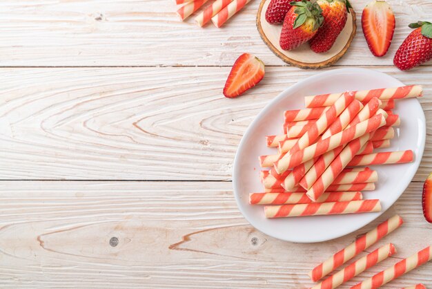 wafer roll stick with strawberry cream