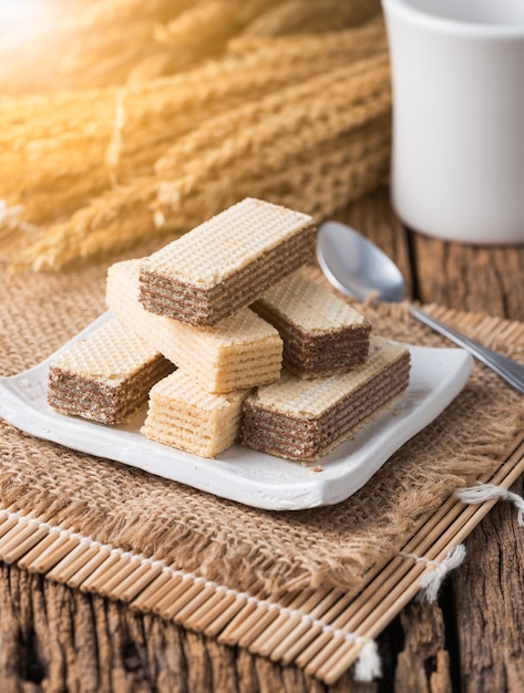 wafer with chocolate and milk cream