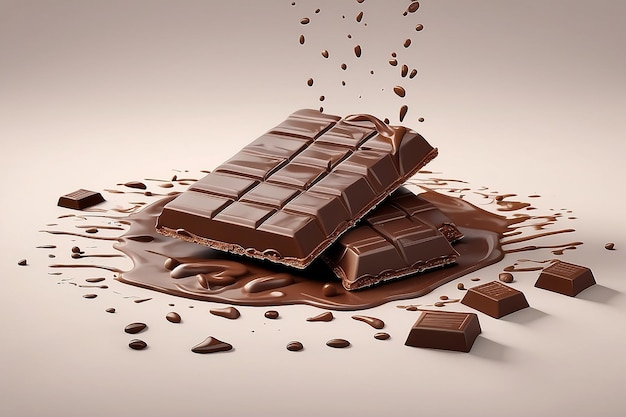 Wafer with pouring chocolate ads 3d illustration and packaging