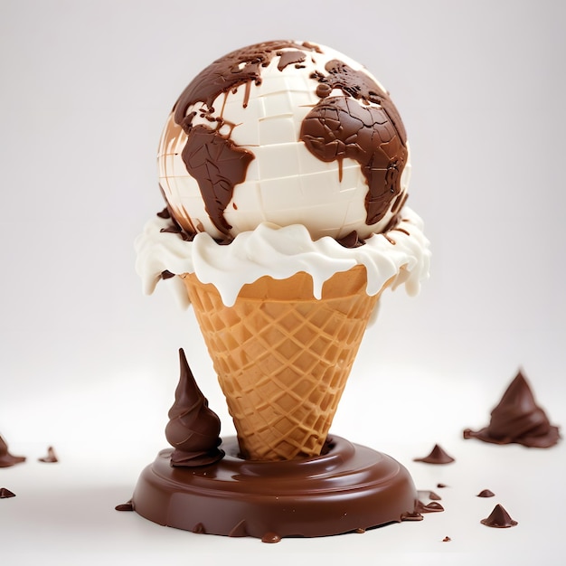 A waffle cone and Chocolate on the top of it World Chocolate Day