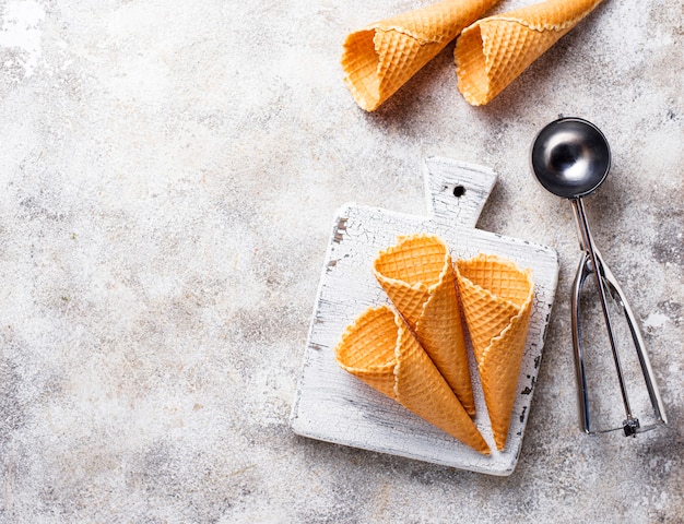 Waffle cones for ice cream