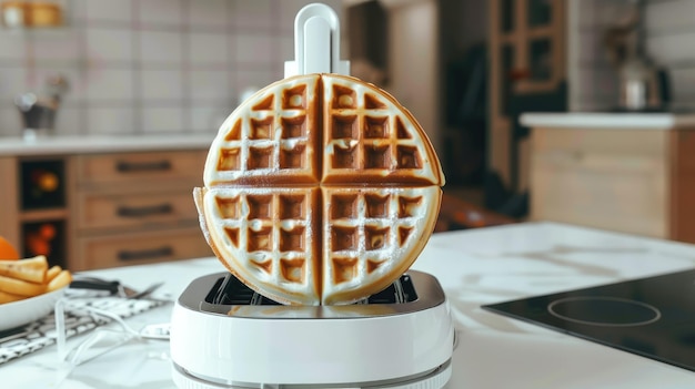 a waffle is sitting on a stove with a waffle on top of it