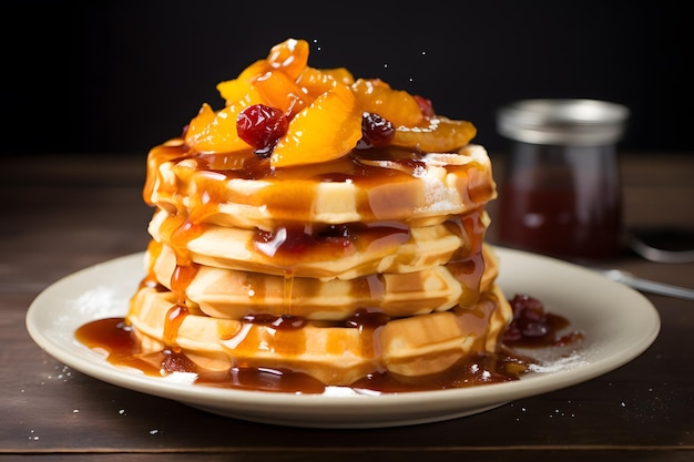 Waffle Stack with Maple Syrup