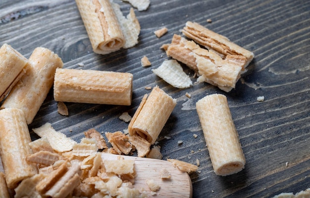 Waffle tubes made of wheat flour