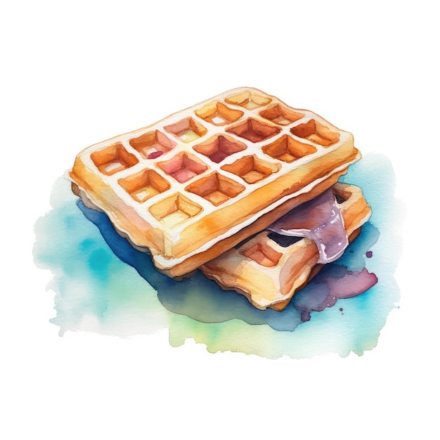 Waffle watercolor illustration generative ai