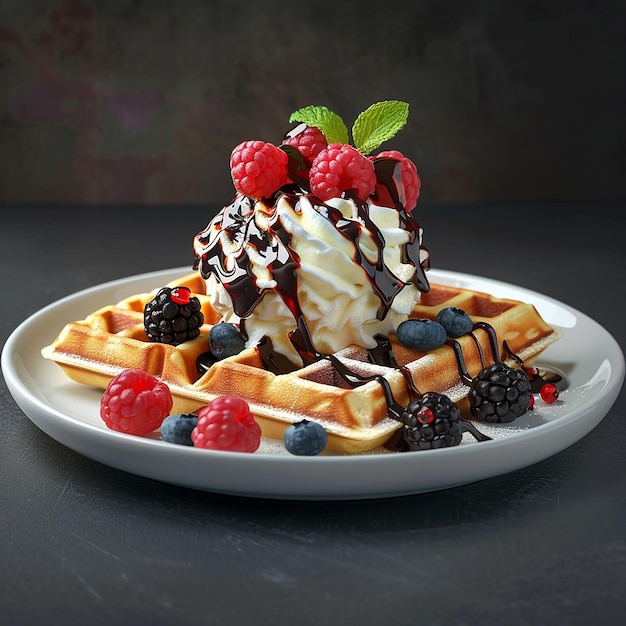 a waffle with berries and berries on it