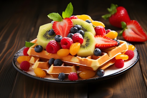 Waffle with Fresh Fruit