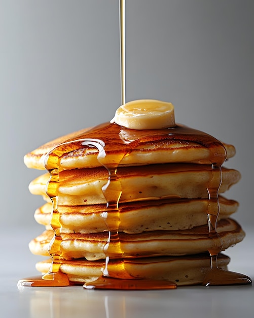 Photo a waffle with syrup dripping down the middle of it