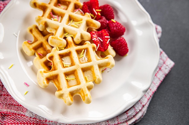 waffles Belgian or American waffles breakfast or sweet dessert meal food snack on the table