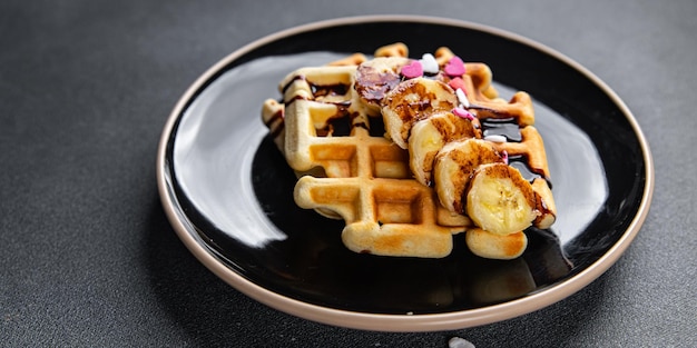 waffles dessert Belgian or American street food sweet meal food snack on the table copy space food