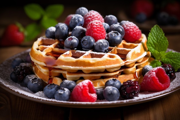 waffles with berries aesthetic look