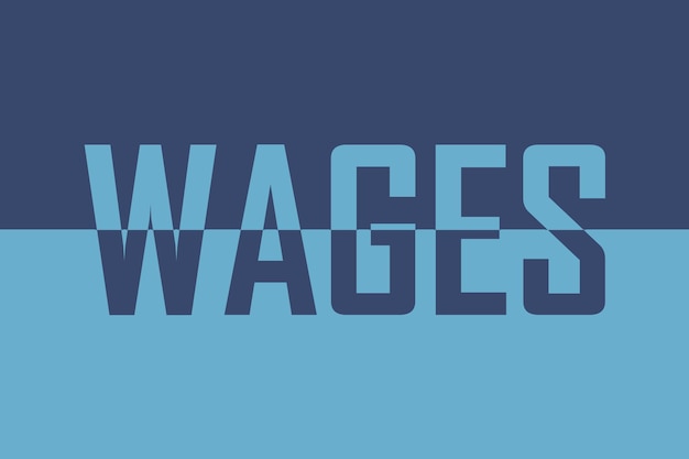 Wages icon Logo Colorful typography banner with single word Text caption art lettering creative dark blue font Rubric concept Minimal design