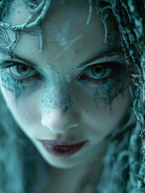 Photo wailing banshees to life in a closeup shot that enchants and terrifies focus on the intricate details of their ethereal appearance capturing their mysterious allure and chilling presence