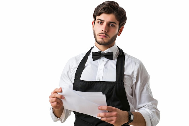 Photo a waiter39s serious gaze before serving the perfect meal