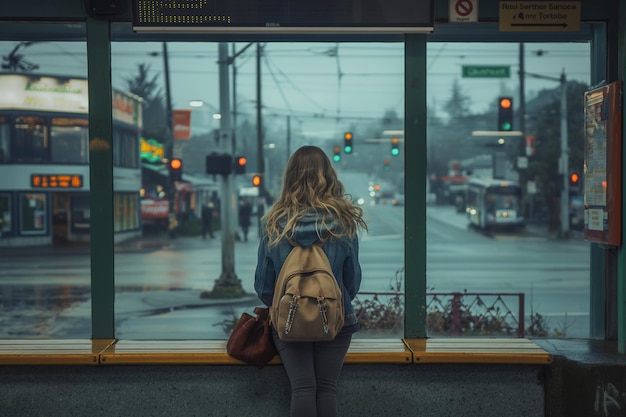 Waiting for the Bus on a Rainy Day