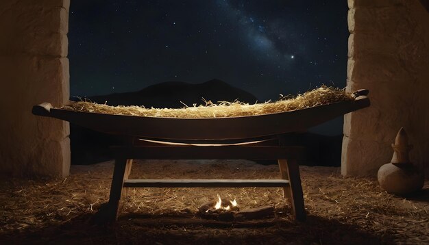 Waiting for the Messiah Empty manger with Comet Star coming