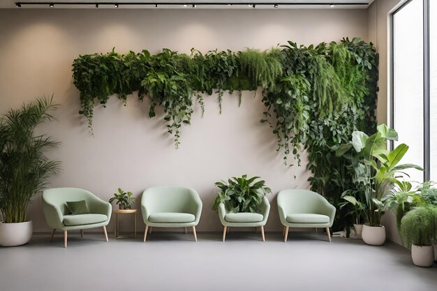 a waiting room an ecofriendly office or an ecofriendly and minimalistic company