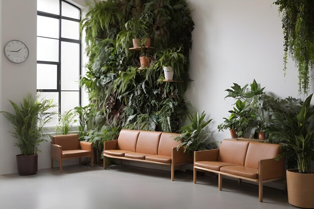 a waiting room an ecofriendly office or an ecofriendly and minimalistic company