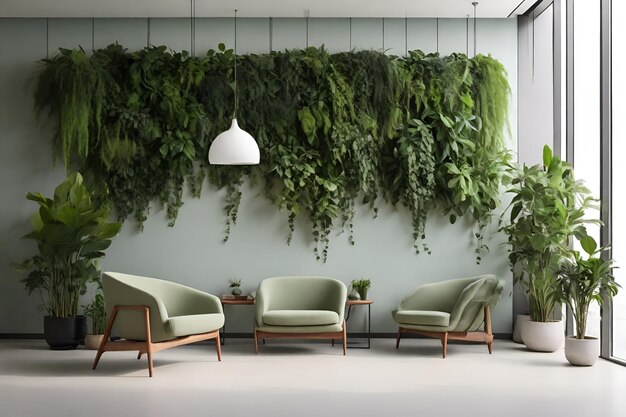 a waiting room an ecofriendly office or an ecofriendly and minimalistic company