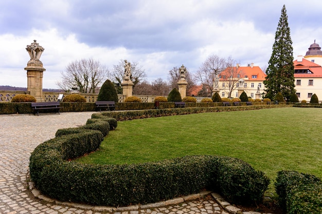 Walbrzych Poland January 29 2020 Xiaz Castle located in a forest on a hill in the Walbrzych area