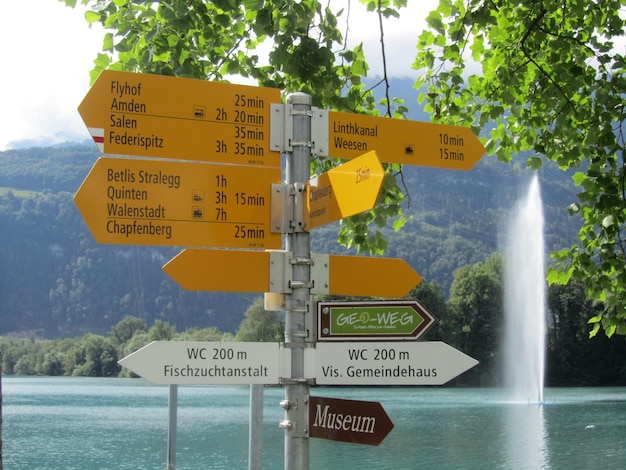 Walensee, Switzerland, fingerpost for hikers