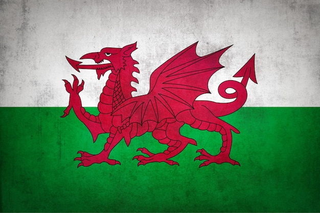 Wales flag with grunge texture.