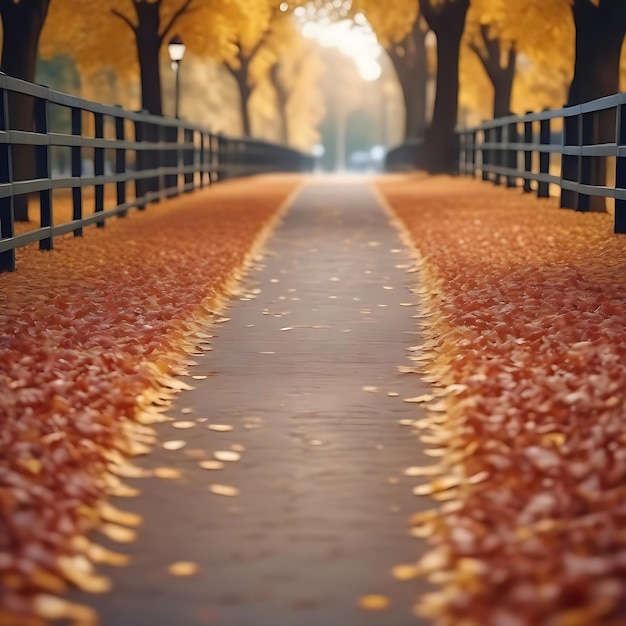 Walk road in the park at the city view street autumn