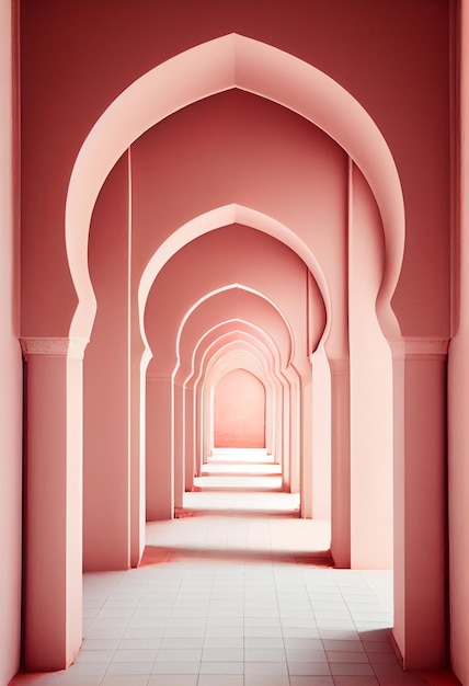 Walk way morroccan decoration style pink AI Generated