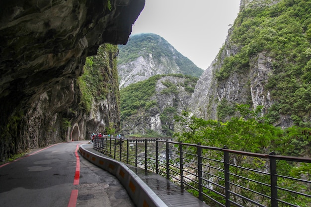 The walk way and View of taroko National park landscape in Hualien,taiwan.