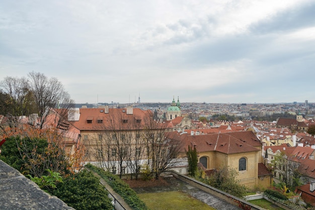 Walking in autumn Prague