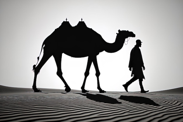 Walking a camel on white