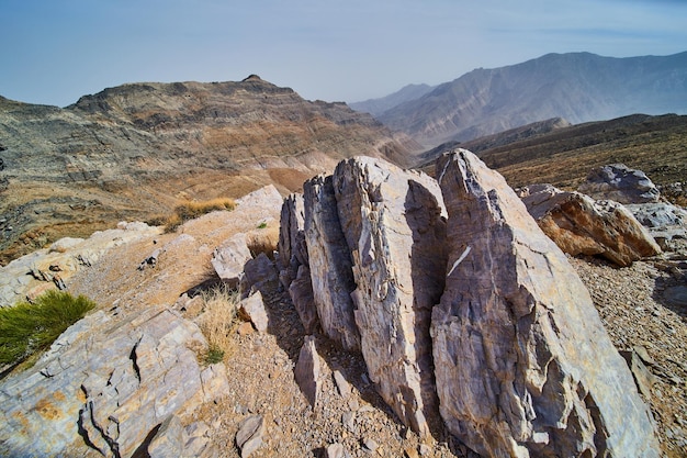 Walking path on mountain top winding through boulders