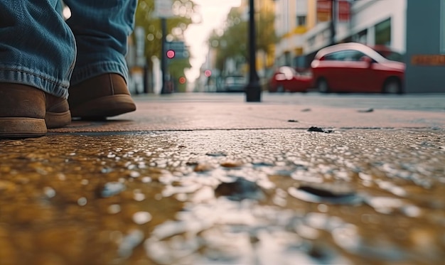 walking in sidewalk