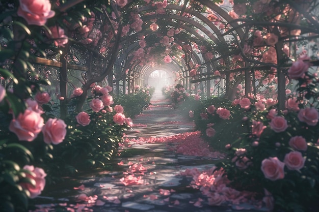 Walking through a rose garden