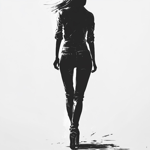 Photo walking with confidence bold and beautiful illustration of a womans silhouette in black and white