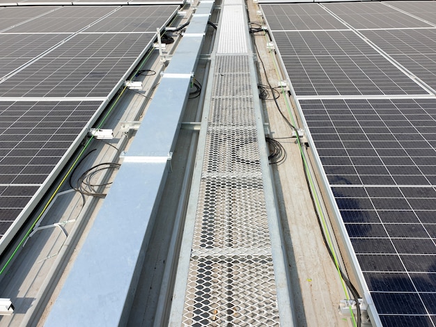 Walkway for solar rooftop after installation on the factory roof