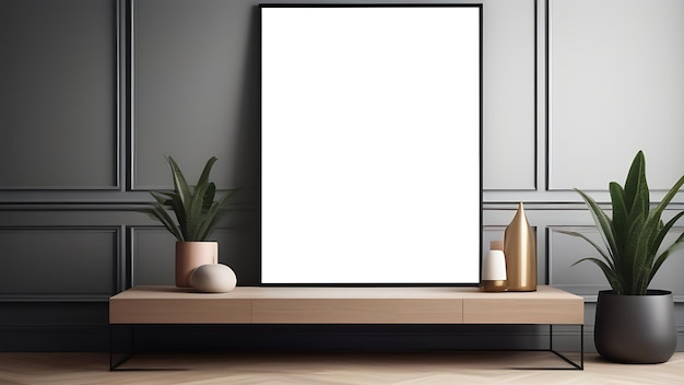 Wall art blank poster mockup framed picture mock up in modern interior