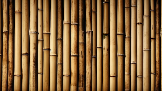 A wall of bamboo that is brown and has a brown background.