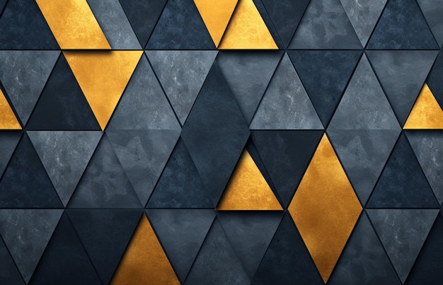 a wall of black and gold tiles with a gold diamond on the front