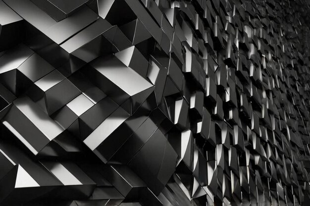 a wall of black and white bricks with a black background