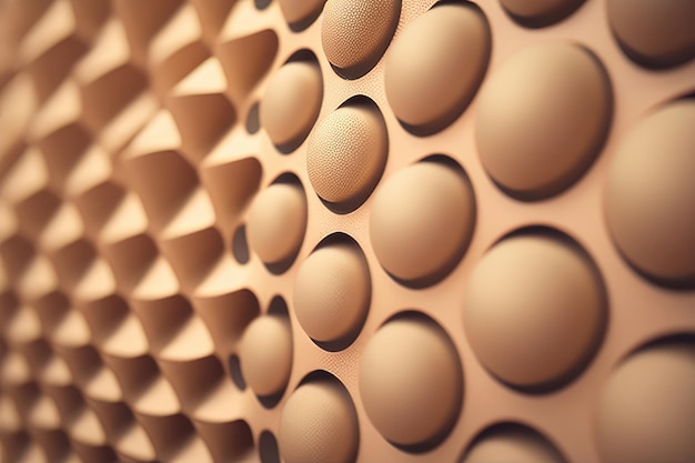 A wall of brown circles with the word egg on it.