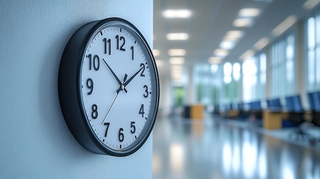 Photo a wall clock in a modern bright office environment