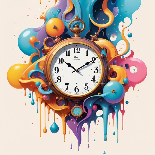 Photo wall clocks time digital art ai drawing