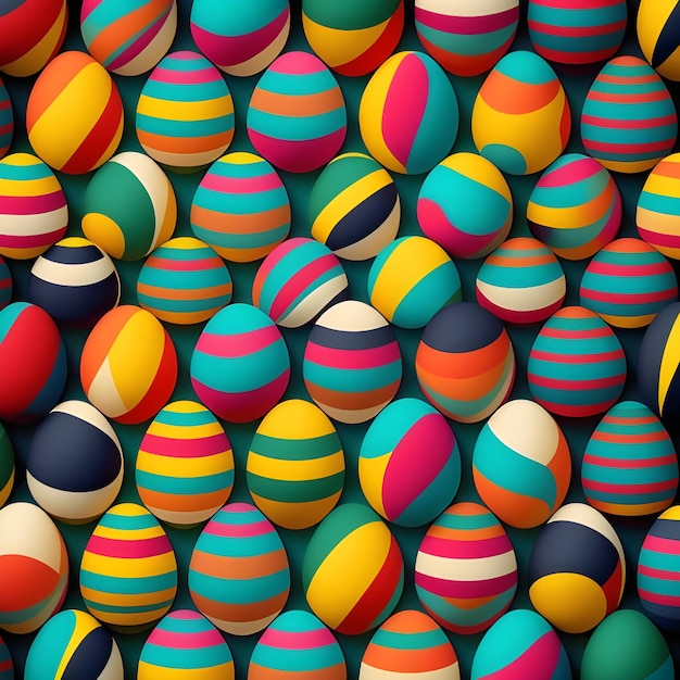 A wall of colorful eggs with the word easter on it